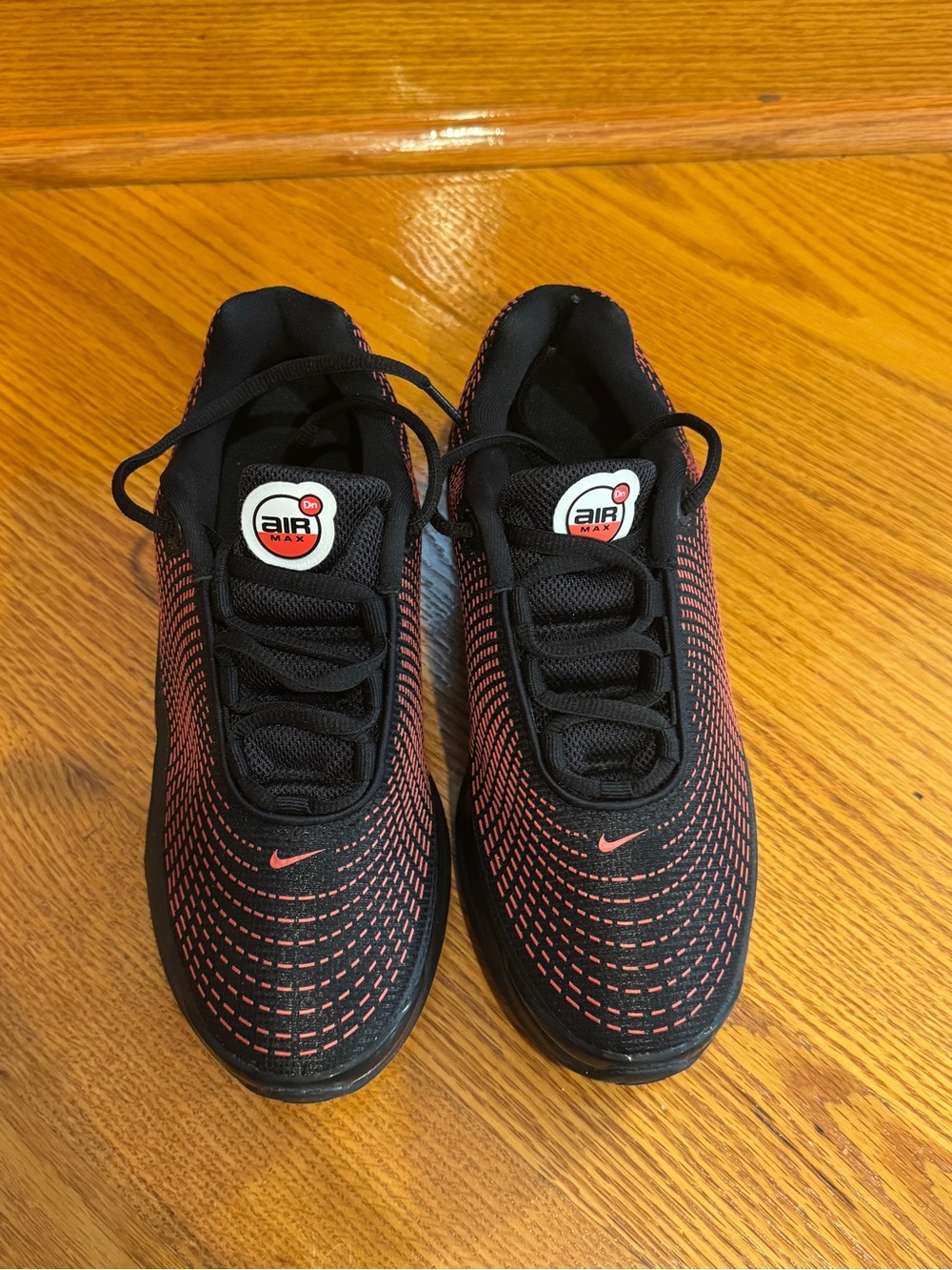 Nike Kids' Black and Coral/Red Airmax Sneakers